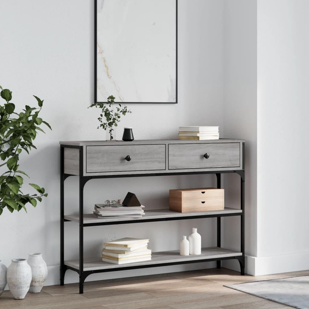 Konsolbord 100x25x75 Cm Konstrueret Træ Grå Sonoma Eg