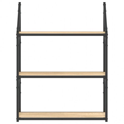 Vægreol med 3 hylder 60×21×78,5 cm - konstrueret træ i sonoma-eg