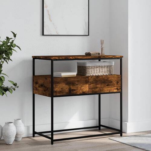 Konsolbord 75x40x75 cm konstrueret træ røget egetræsfarve
