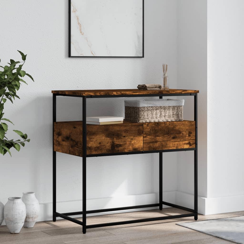 Konsolbord 75x40x75 cm konstrueret træ røget egetræsfarve