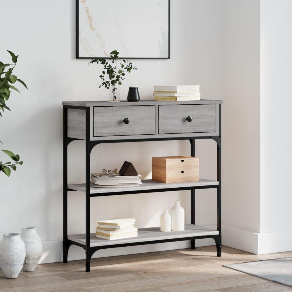 Konsolbord 72,5x25x75 cm konstrueret træ grå sonoma-eg