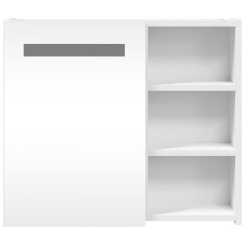Badeværelsesskab med spejl og LED-lys 60x13x52 hvid