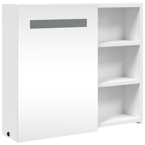 Badeværelsesskab med spejl og LED-lys 60x13x52 hvid