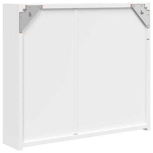 Badeværelsesskab med spejl og LED-lys 60x13x52 hvid