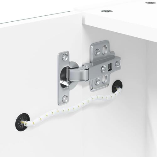 Badeværelsesskab med spejl og LED-lys 60x13x52 hvid