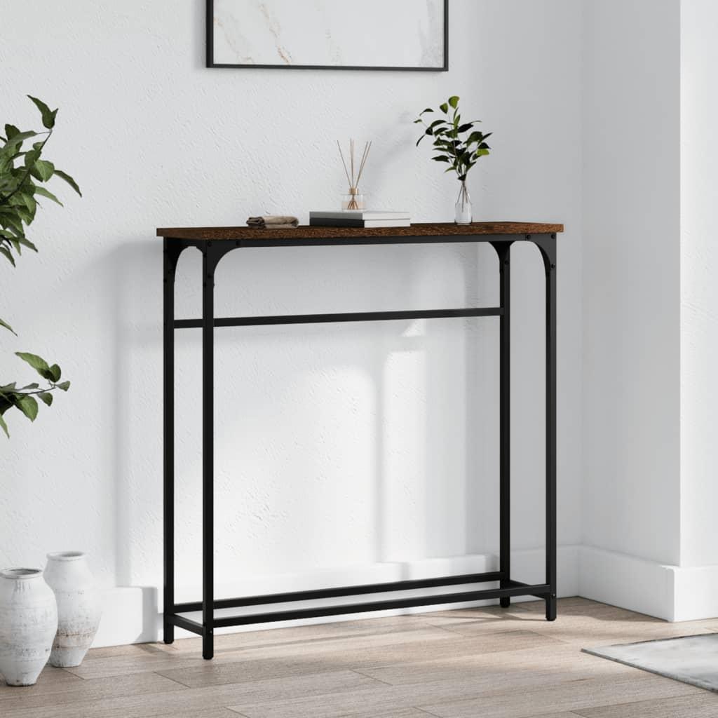 Konsolbord 75 x 19,5 x 75 cm i konstrueret træ - brunt egetræ