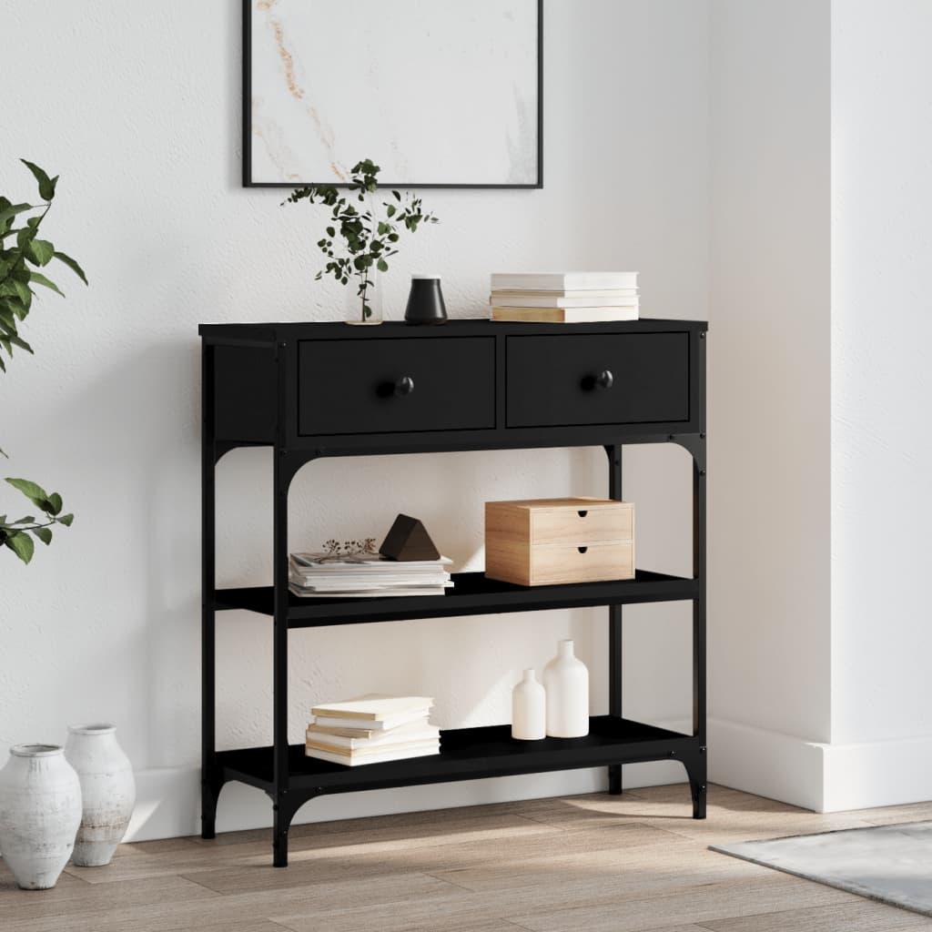 Konsolbord 72,5x25x75 cm konstrueret træ sort