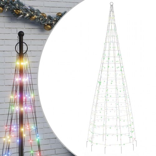 LED-juletræ til flagstang - 550 LED, 300 cm, flerfarvet
