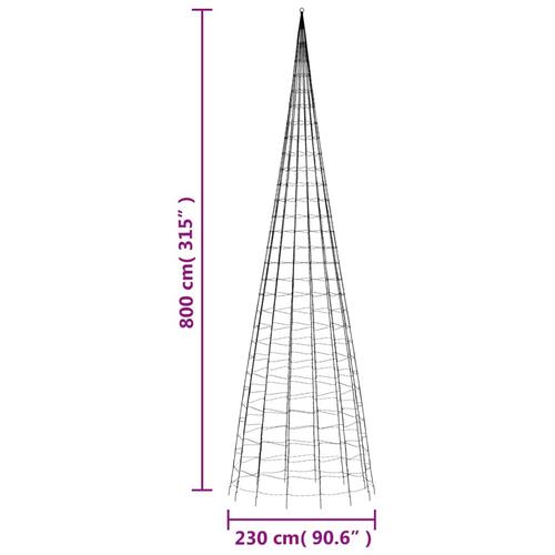Julelys til flagstang 3000 LED'er 800 cm blåt lys