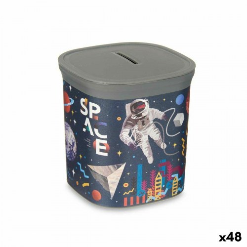 Pengebøsse - plastik, astronautmotiv, 9 × 10,2 × 9 cm, multifarvet (48 stk.)