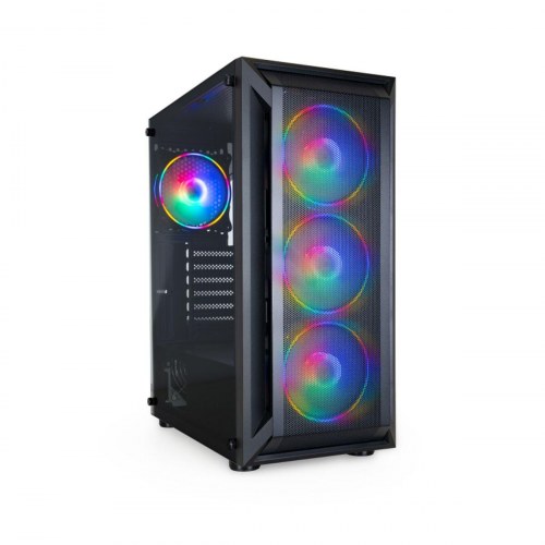 PC kabinet ATX midi-tower TooQ TQGCC101-B - sort, stål & hærdet glas