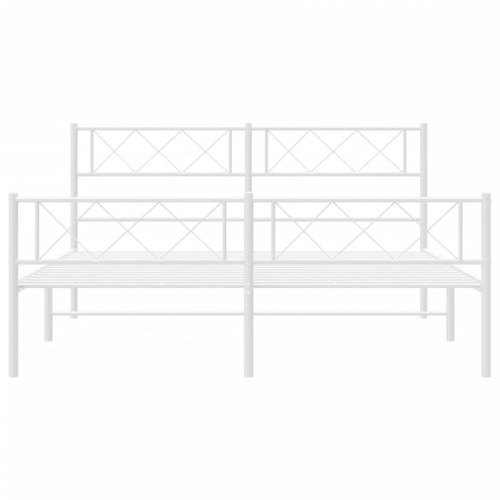 Sengeramme med sengegavl og fodgærde 135x190 cm metal hvid