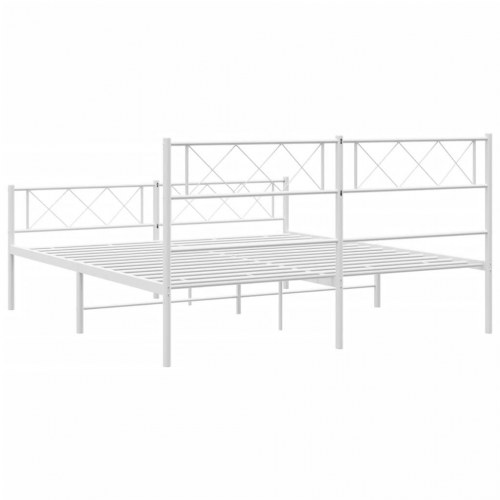 Sengeramme med sengegavl og fodgærde 135x190 cm metal hvid