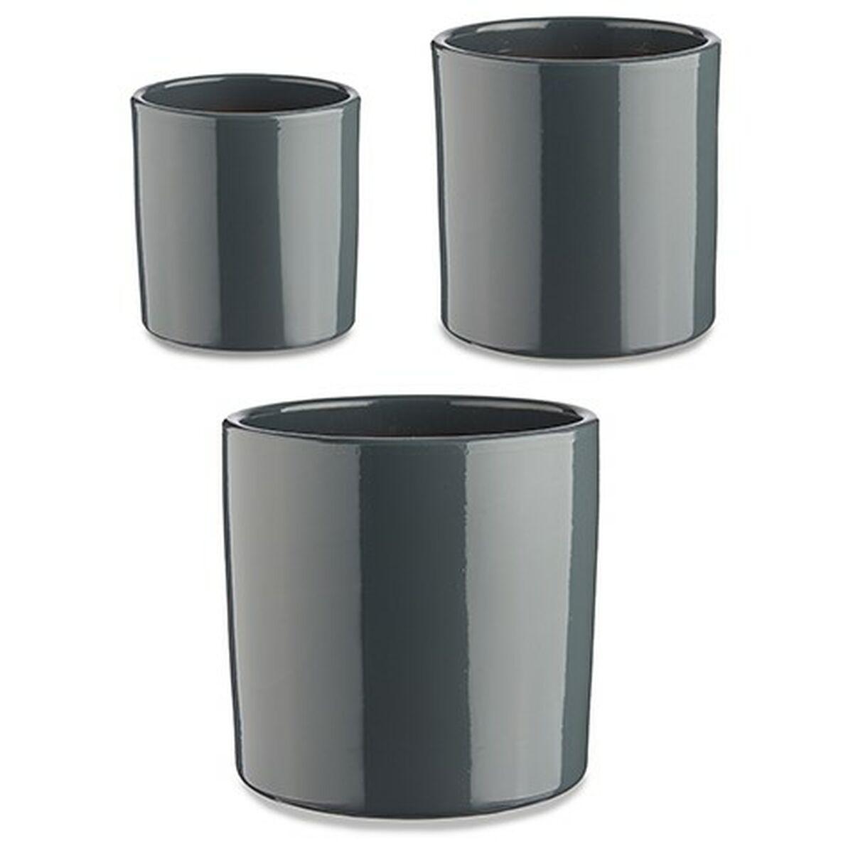 plantekrukker Ø 14 cm Ø 22 cm Ø 17 cm Cylinder 3 Dele Antracit