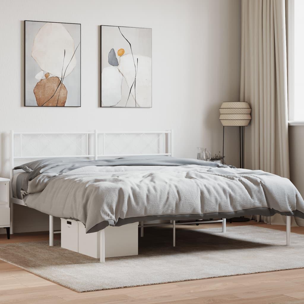 Sengeramme med sengegavl 140x200 cm metal hvid