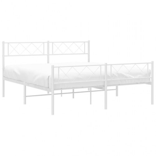 Sengeramme i metal med sengegavl og fodgærde 140x190 cm - hvid