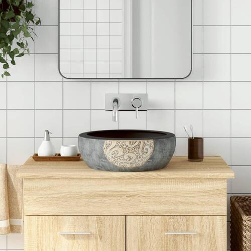 Håndvask til bordplade Φ41x14 cm rund keramik sort og brun