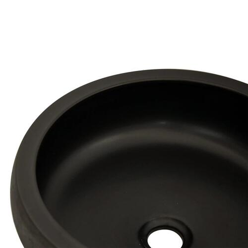 Håndvask til bordplade Φ41x14 cm rund keramik sort og brun