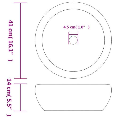 Håndvask til bordplade Φ41x14 cm rund keramik sort og brun