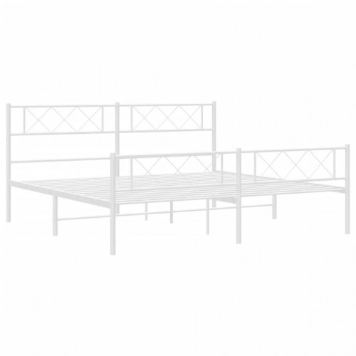 Sengeramme med sengegavl og fodgærde 193×203 cm - metal, hvid