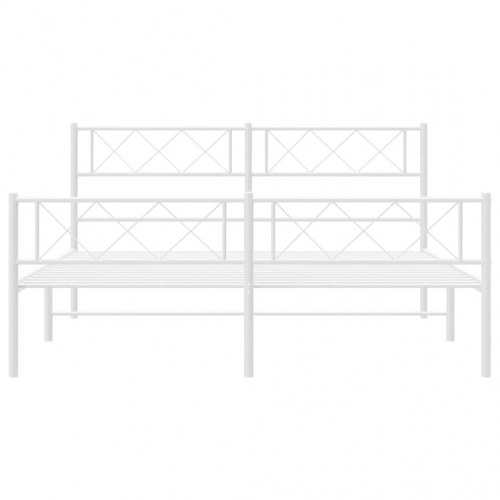 Sengeramme med sengegavl og fodgærde 140x200 cm metal hvid