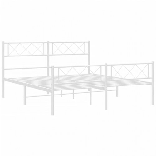 Sengeramme med sengegavl og fodgærde 140x200 cm metal hvid
