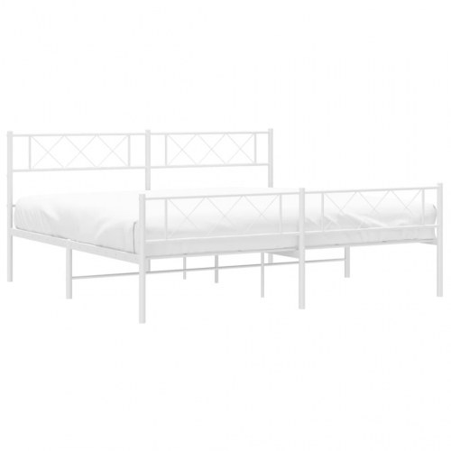 Sengeramme med sengegavl og fodgærde 200x200 cm metal hvid