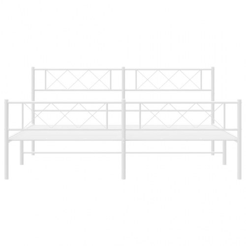 Sengeramme med sengegavl og fodgærde 200x200 cm metal hvid