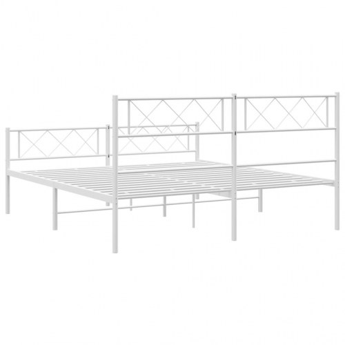 Sengeramme med sengegavl og fodgærde 120x200 cm - metal, hvid