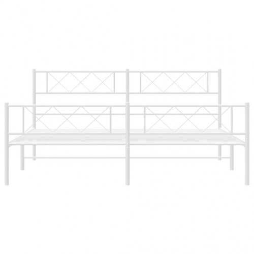 Sengeramme med gavl og fodgærde 183×213 cm - metal, hvid
