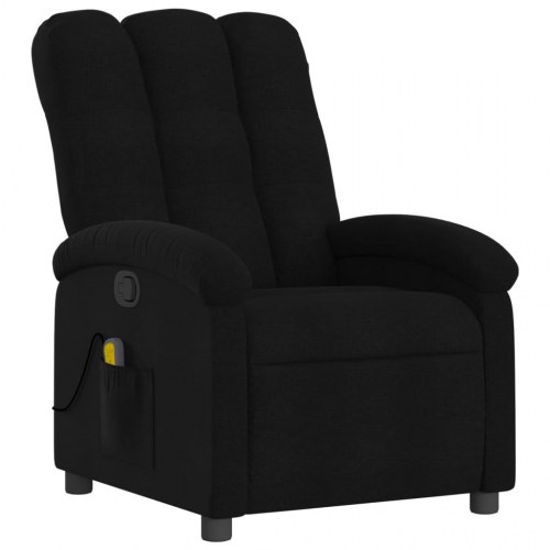 Massagestol i stof - sort recliner med 6-punkts vibrationsmassage