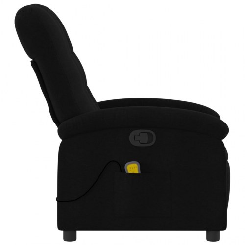 Massagestol i stof - sort recliner med 6-punkts vibrationsmassage
