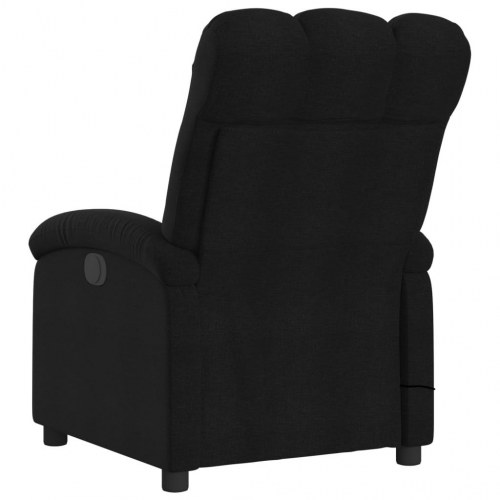 Massagestol i stof - sort recliner med 6-punkts vibrationsmassage