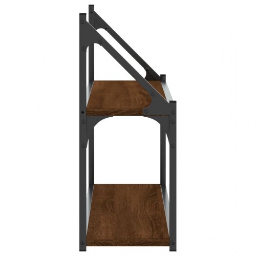 Vægreol med 2 hylder 80x21x51 cm konstrueret træ brunt egetræ