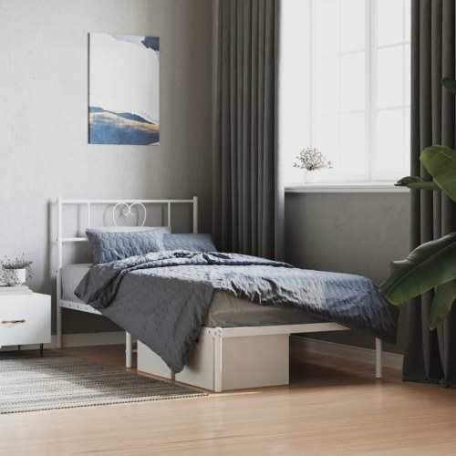 Sengeramme med sengegavl 100×200 cm - metal, hvid