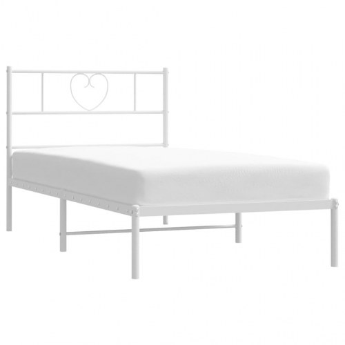 Sengeramme med sengegavl 100×200 cm - metal, hvid