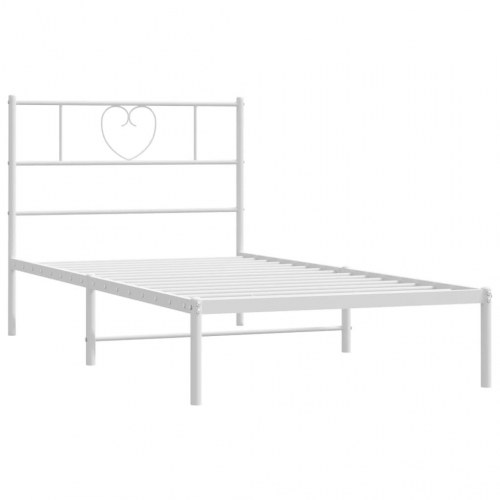 Sengeramme med sengegavl 100×200 cm - metal, hvid