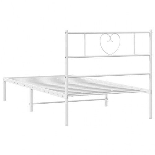 Sengeramme med sengegavl 100×200 cm - metal, hvid
