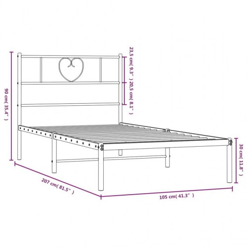 Sengeramme med sengegavl 100×200 cm - metal, hvid
