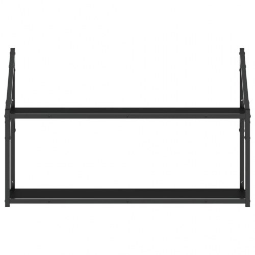 Væghylde med 2 hylder 80x21x51 cm konstrueret træ sort