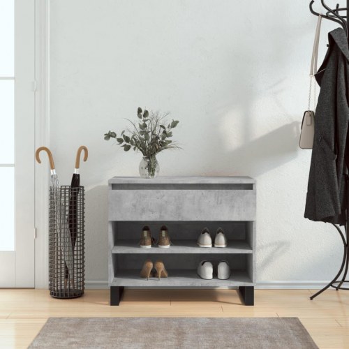 Skoreol 70×36×60 cm i konstrueret træ - betongrå med metalben