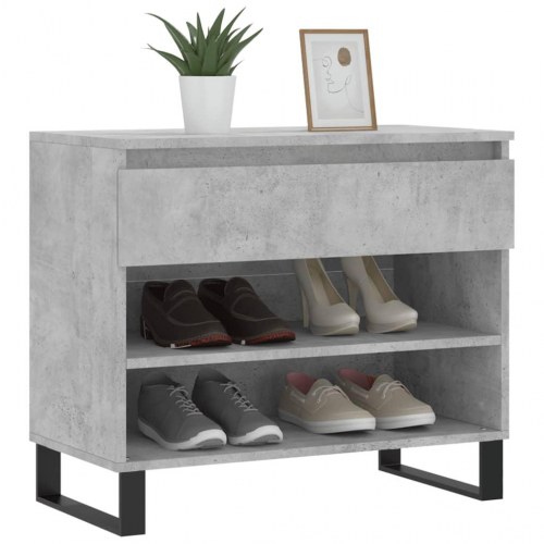Skoreol 70×36×60 cm i konstrueret træ - betongrå med metalben