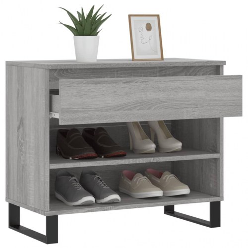 Skoreol 70×36×60 cm i konstrueret træ - betongrå med metalben