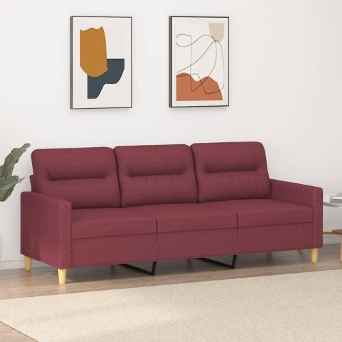 3-personers sofa i stof - vinrød, sædebredde 180 cm