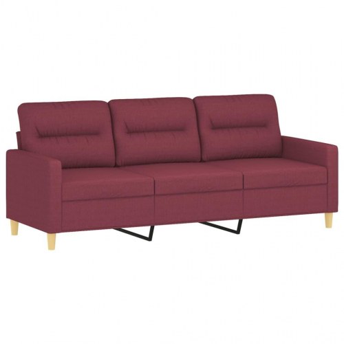 3-personers sofa i stof - vinrød, sædebredde 180 cm