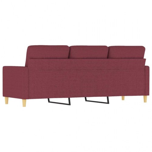 3-personers sofa i stof - vinrød, sædebredde 180 cm