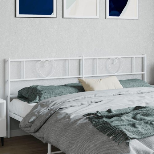 Sengegavl i metal 200 cm - hvid