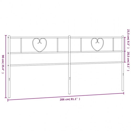 Sengegavl i metal 200 cm - hvid