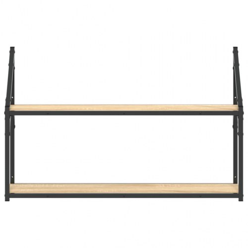 Vægreol med 2 hylder 80×21×51 cm - konstrueret træ i sonoma-eg