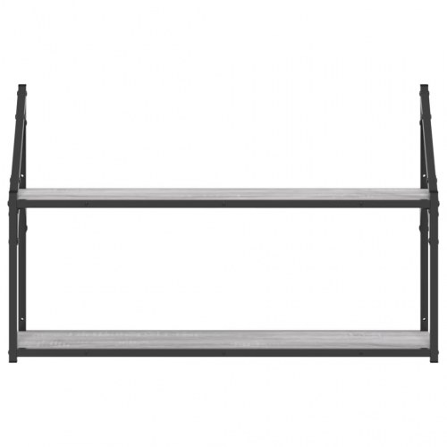 Vægreol med 2 hylder 80×21×51 cm - konstrueret træ/steel, grå sonoma-eg